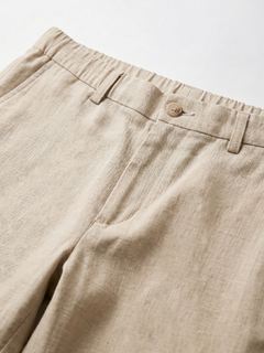 Men’s Linen Regular Fit Pant Side and Back Pockets Natural