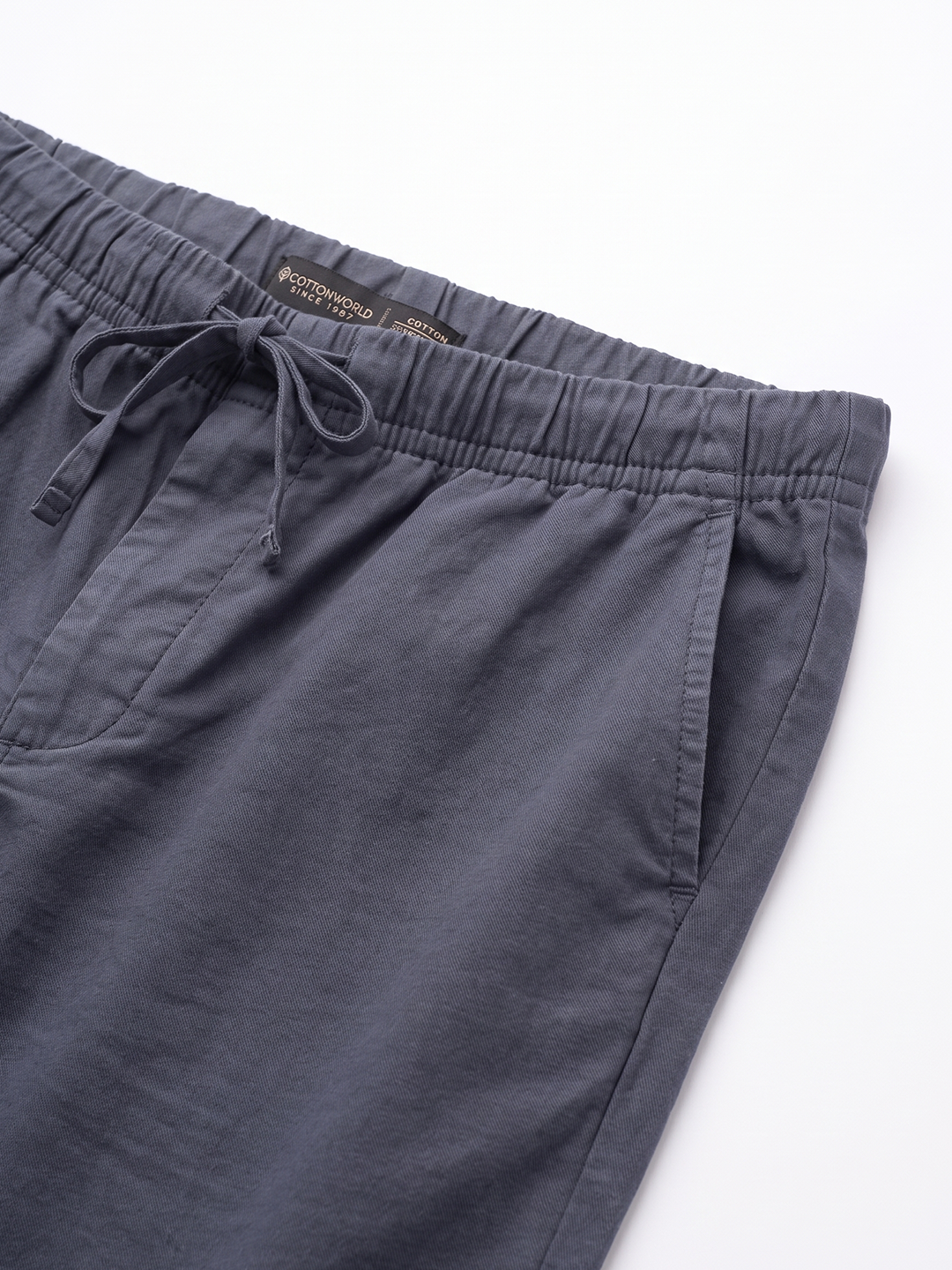 Men's Cotton Lycra Regular Fit Pocket Pants Navy