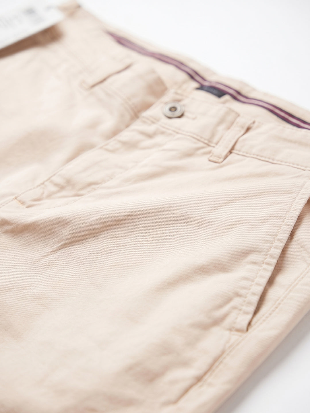 Men's Beige Cotton Lycra Slim Fit Pant