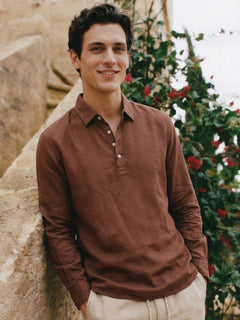 Men's Linen Full Sleeves Cotton Regular Fit Shirt Brown