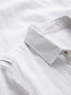 Men's White Linen Cotton Regular Fit Shirt