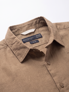 Men's Khaki Tencel Linen Slim Fit Shirt