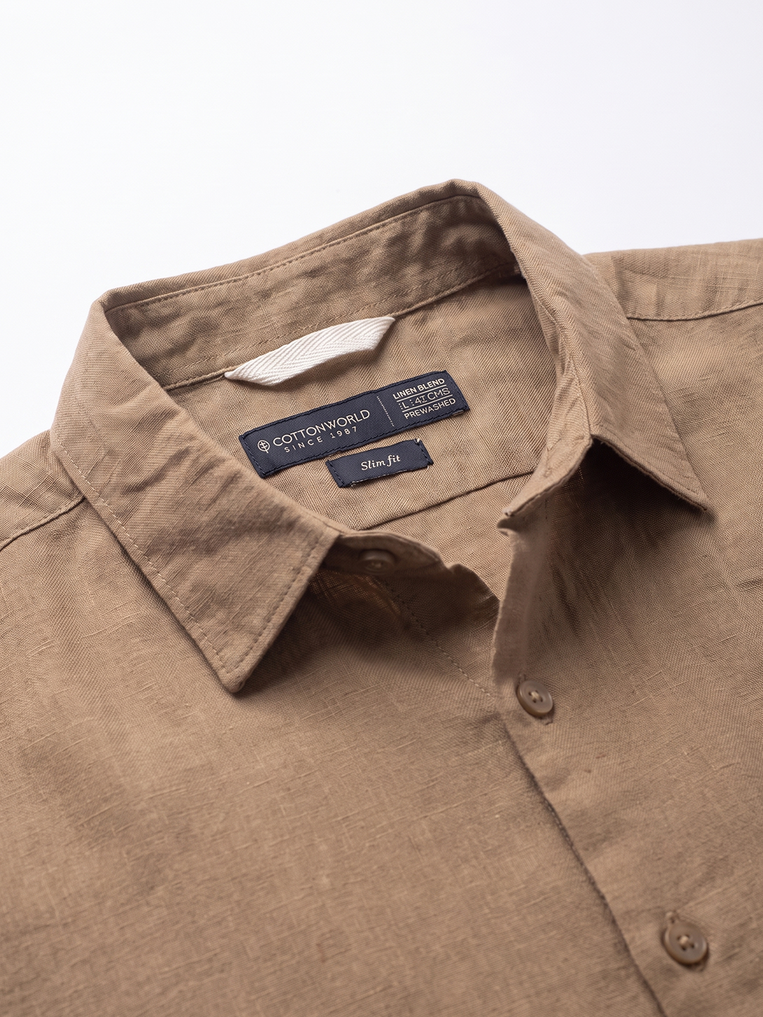 Men's Khaki Tencel Linen Slim Fit Shirt