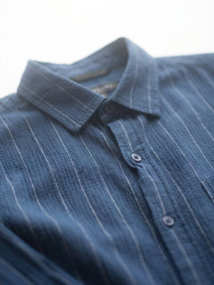 Men's Navy Cotton Lycra Regular Fit Shirt