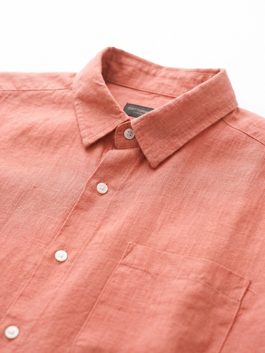 Men's Brick 100% Linen Regular Fit Shirt