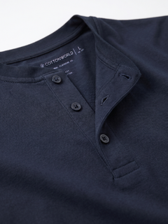 Men's Navy Cotton Elastane Slim Fit Tshirt