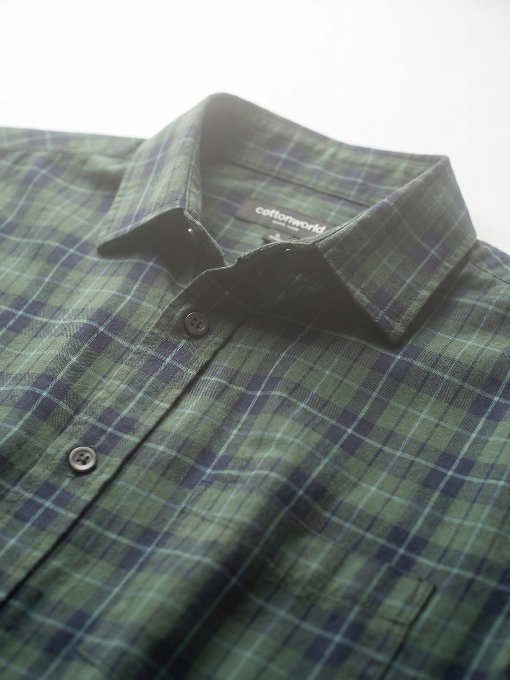 Men's Green 100% Cotton Regular Fit Shirt
