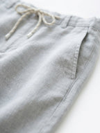 Men's Grey Cotton Linen Regular Fit Pant