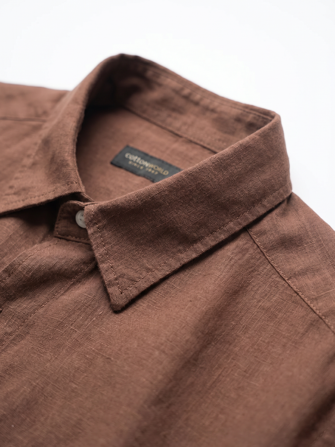 Men's Brown 100% Linen Regular Fit Shirt