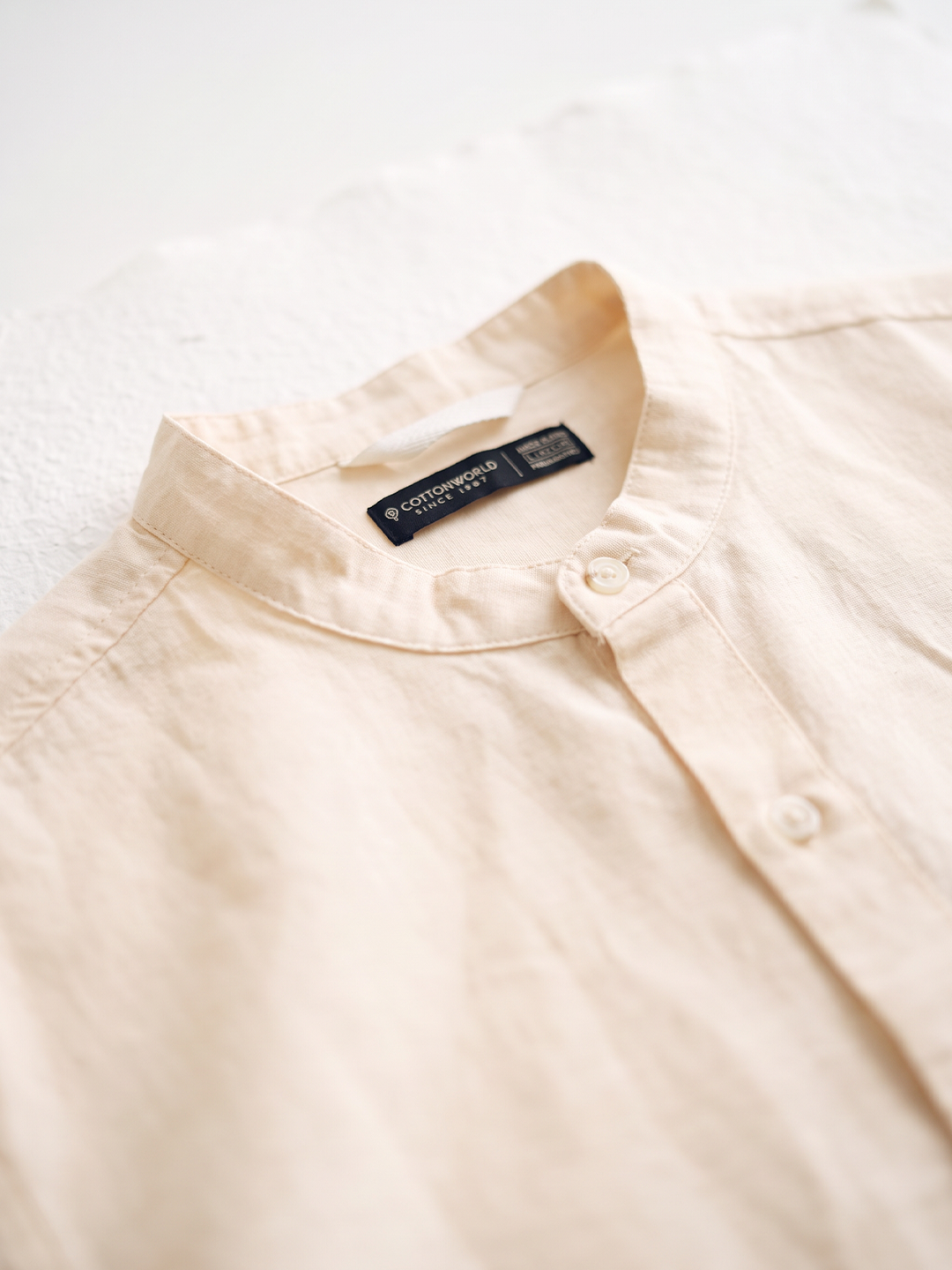 Men's Cotton Linen Regular Fit Shirt Peach