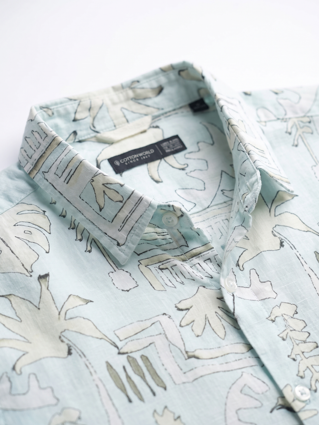 Men's Cotton Linen Regular Fit Shirt Green