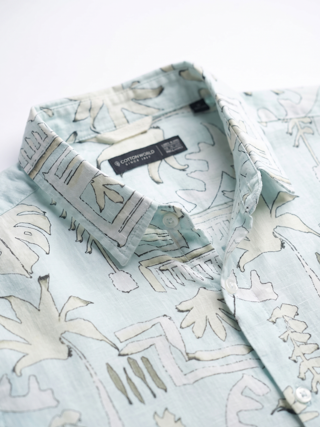 Men's Cotton Linen Regular Fit Shirt Green