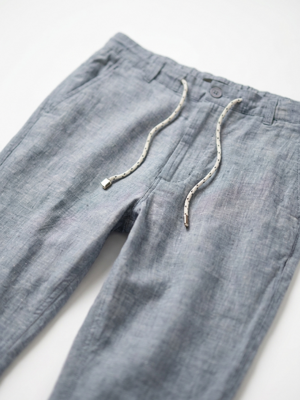 Men's Navy Cotton Linen Regular Fit Pant