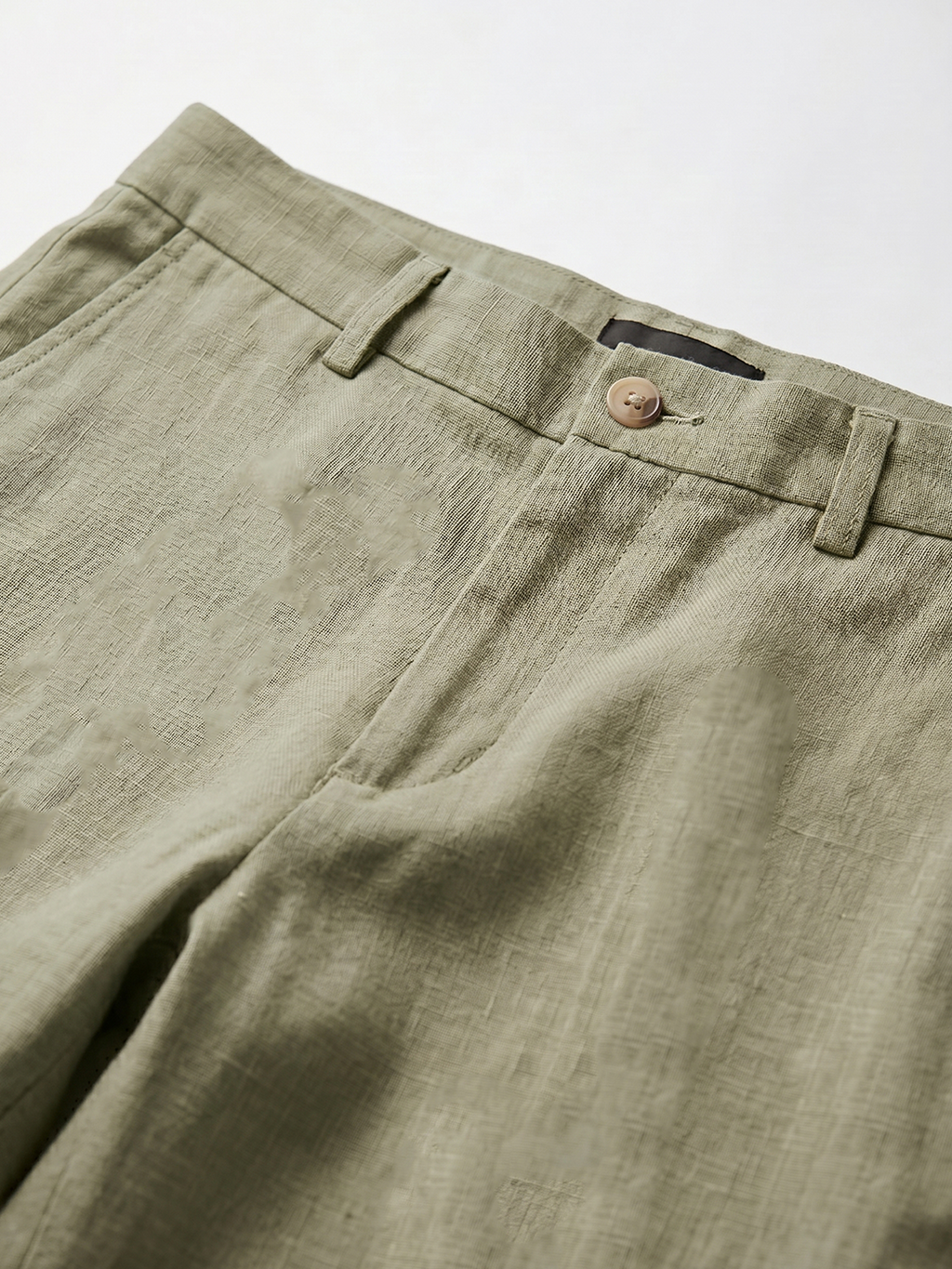 Men's Green Cotton Linen Slim Fit Pant
