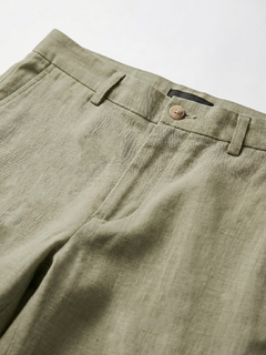Men's Green Cotton Linen Slim Fit Pant