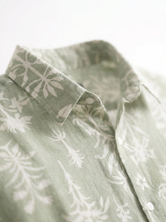 Men's Green Tencel Linen Regular Fit Shirt