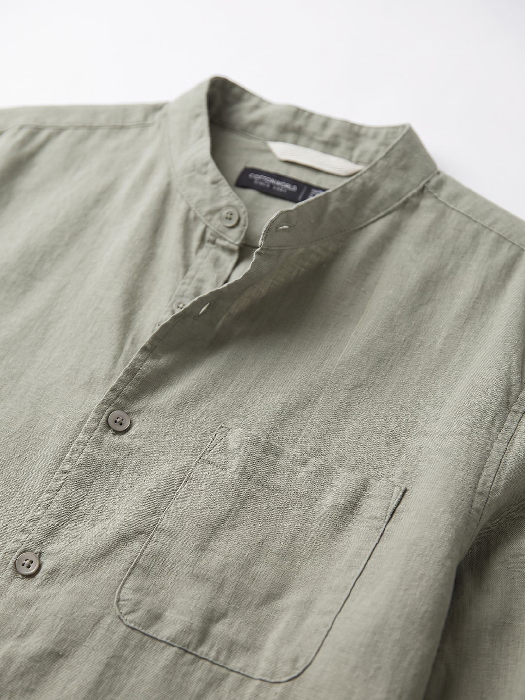 Men's Olive Tencel Linen Regular Fit Shirt