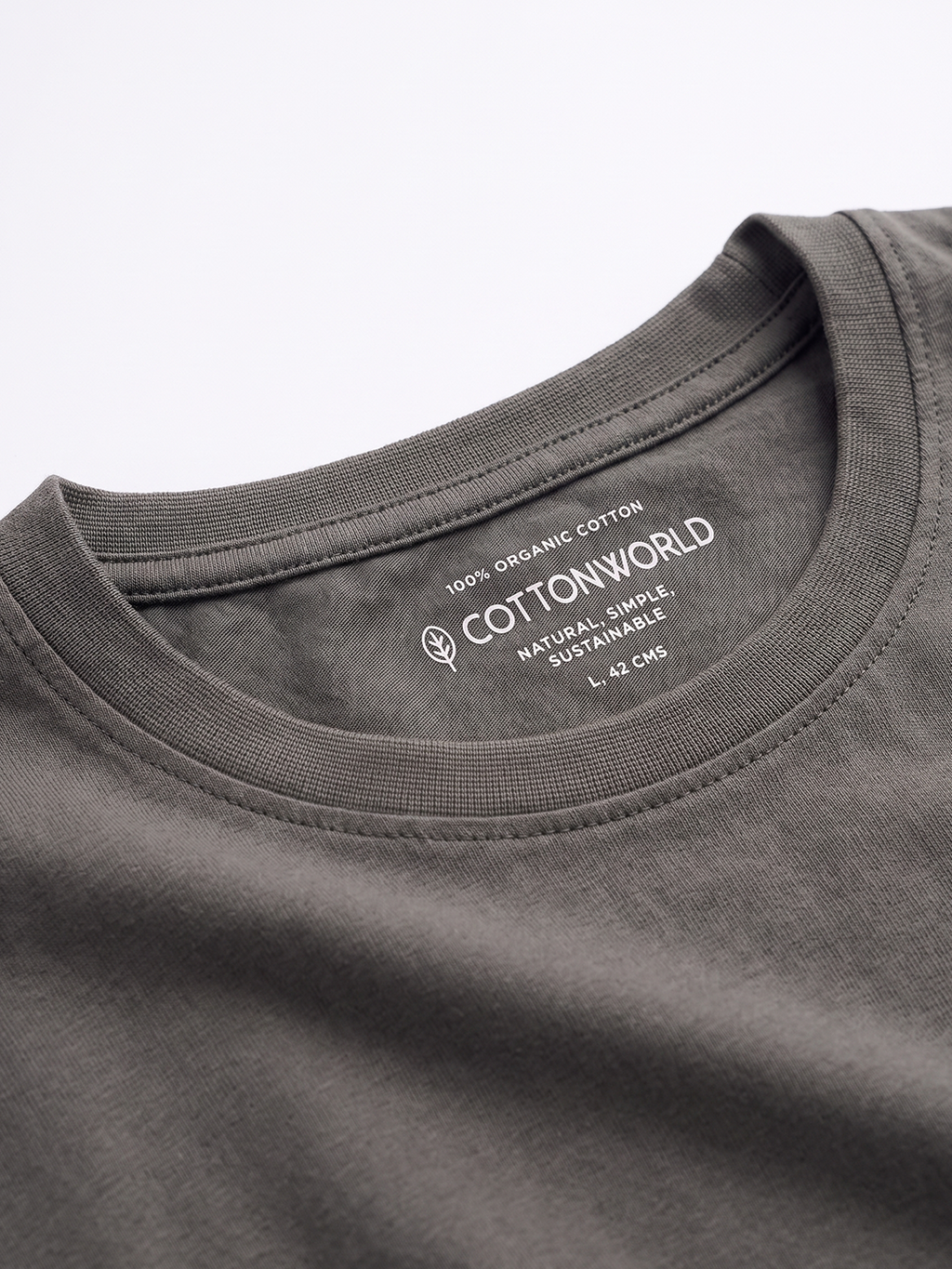Men's 100% Organic Cotton Regular Fit Tshirt Charcoal