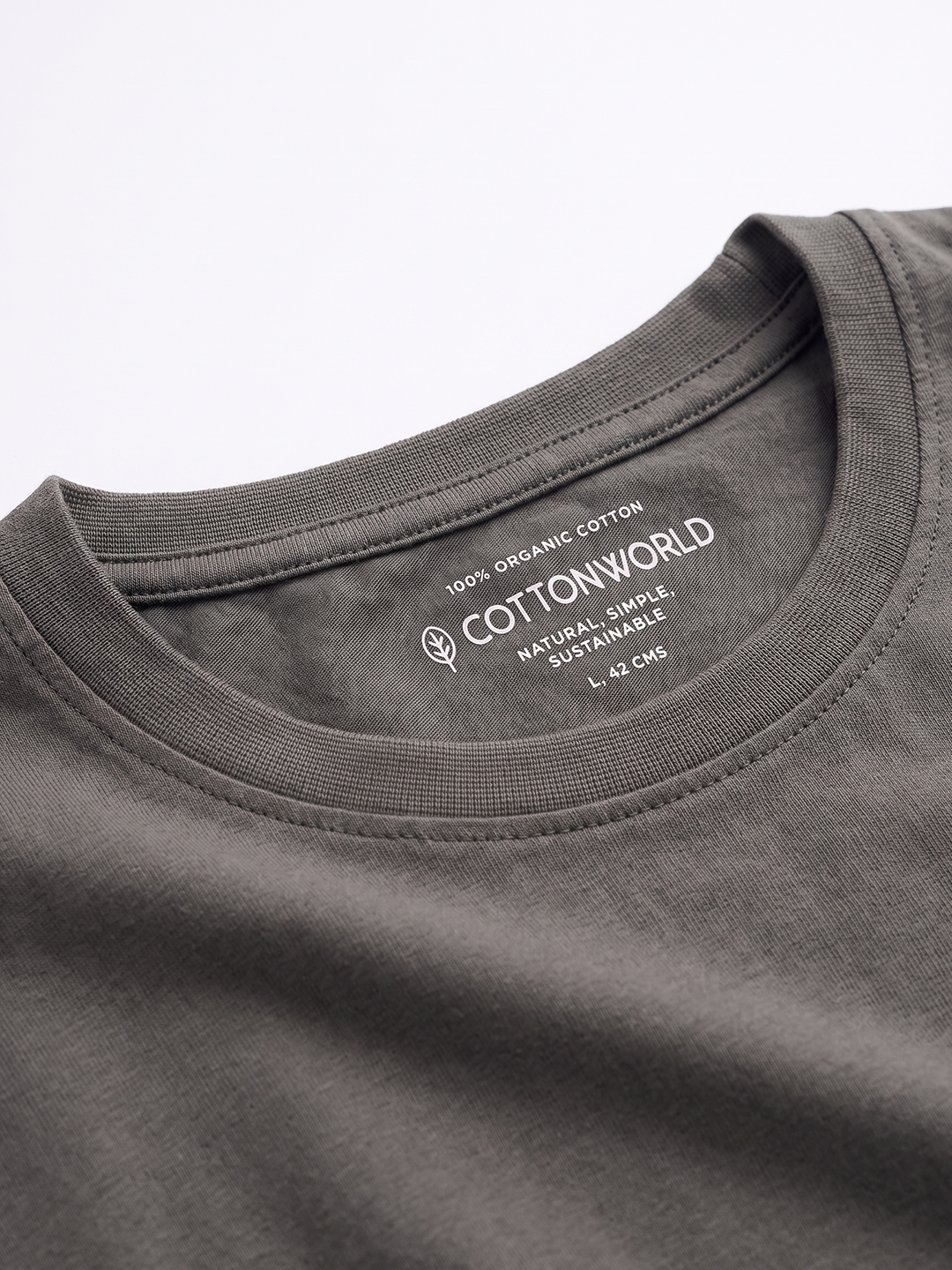 Men's 100% Organic Cotton Regular Fit Tshirt Charcoal