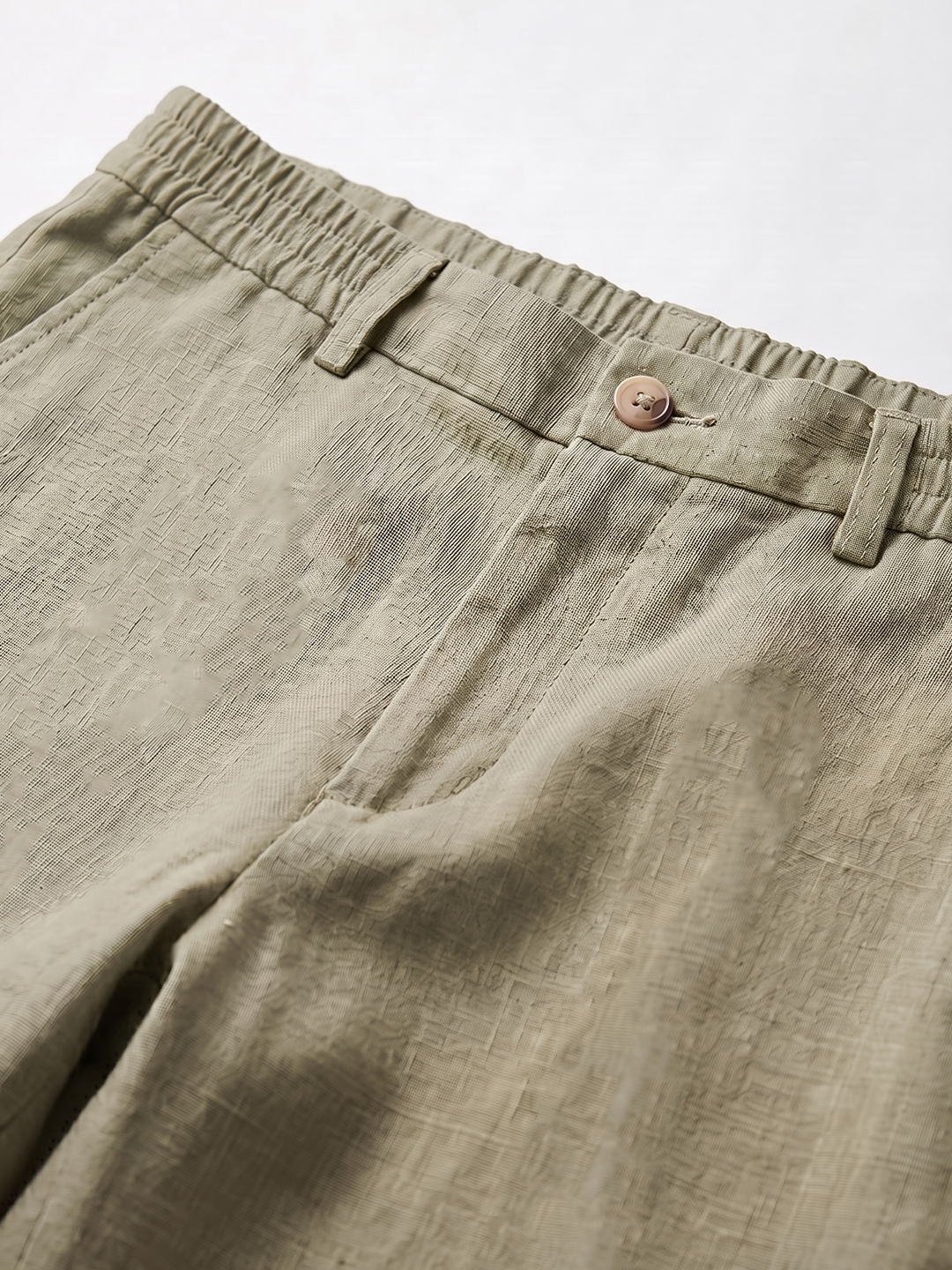 Men's Olive 100% Linen Regular Fit Pant