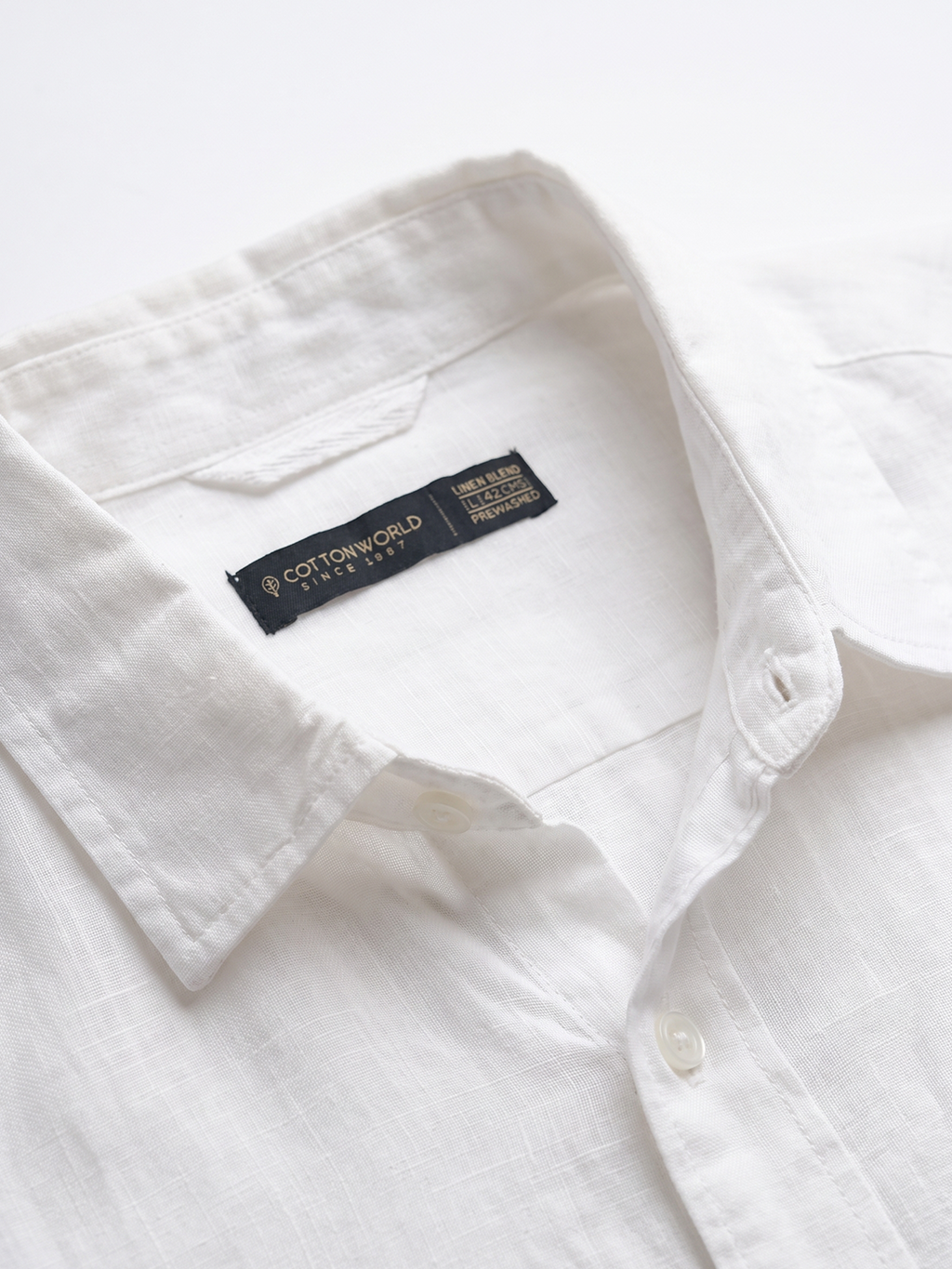 Men's White Cotton Linen Regular Fit Shirt