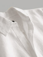 Men's White 100% Linen Regular Fit Shirt