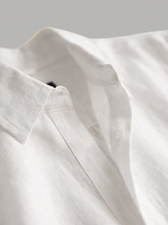 Men's 100% Linen Regular Fit Resort Collar Shirt White