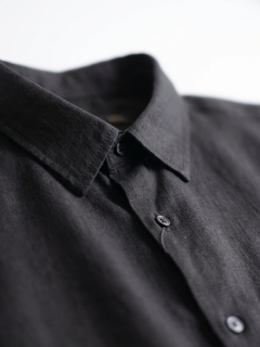 Men's Black Linen Cotton Regular Fit Shirt