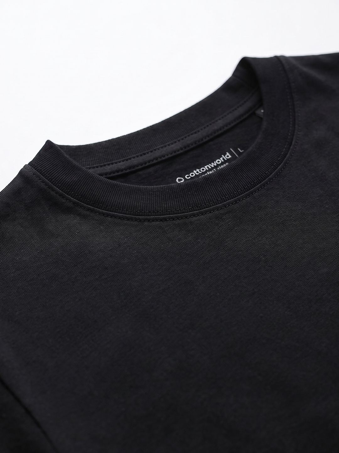 Men's Black Cotton Elastane Slim Fit Tshirt