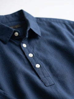 Men's Navy Linen Cotton Regular Fit Shirt