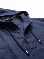 Men's Navy Linen Cotton Regular Fit Shirt