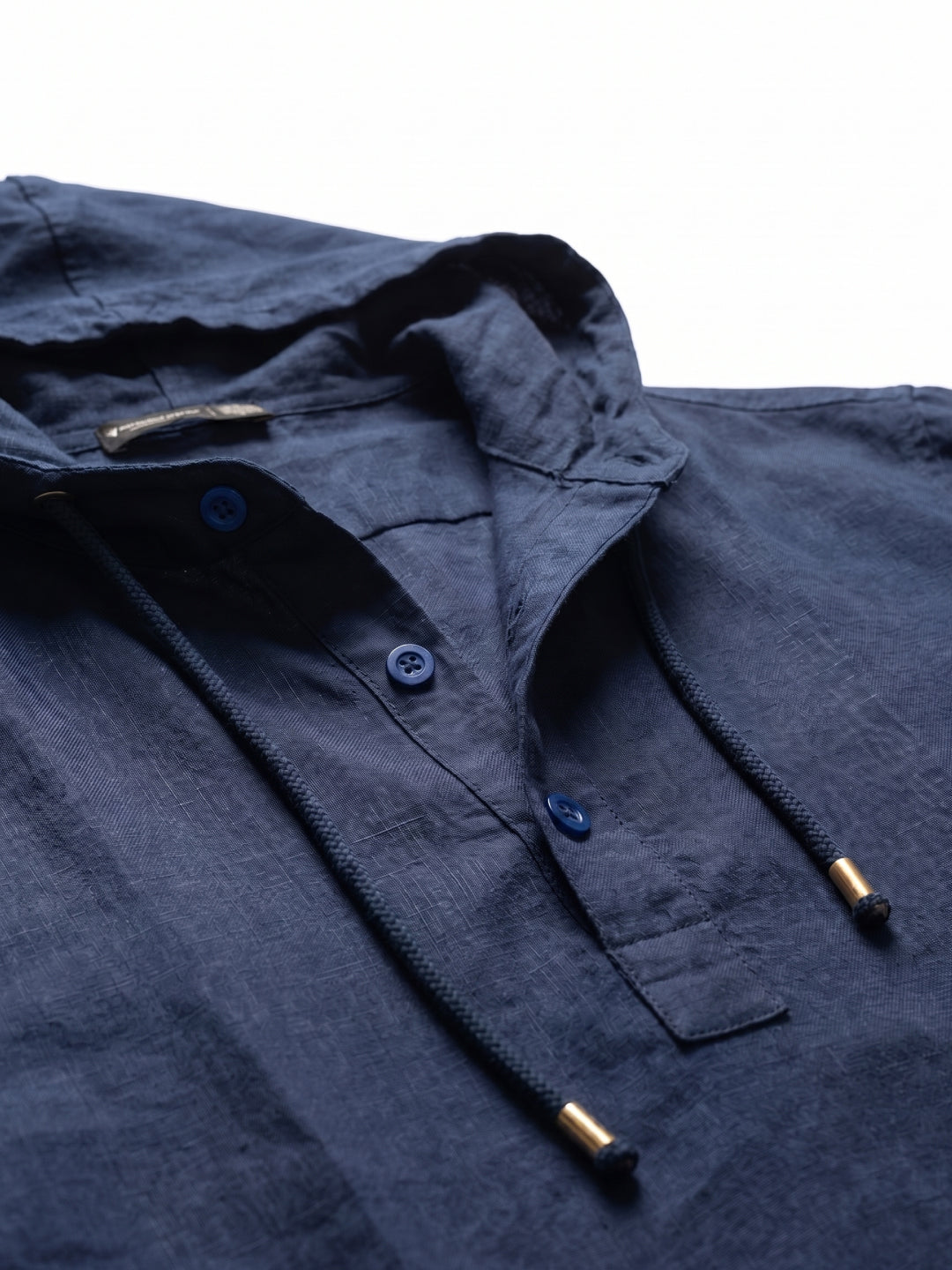Men's Navy Linen Cotton Regular Fit Shirt