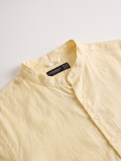 Men's Yellow Tencel Linen Regular Fit Shirt