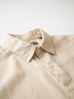 Men's Natural 100% Linen Regular Fit Shirt