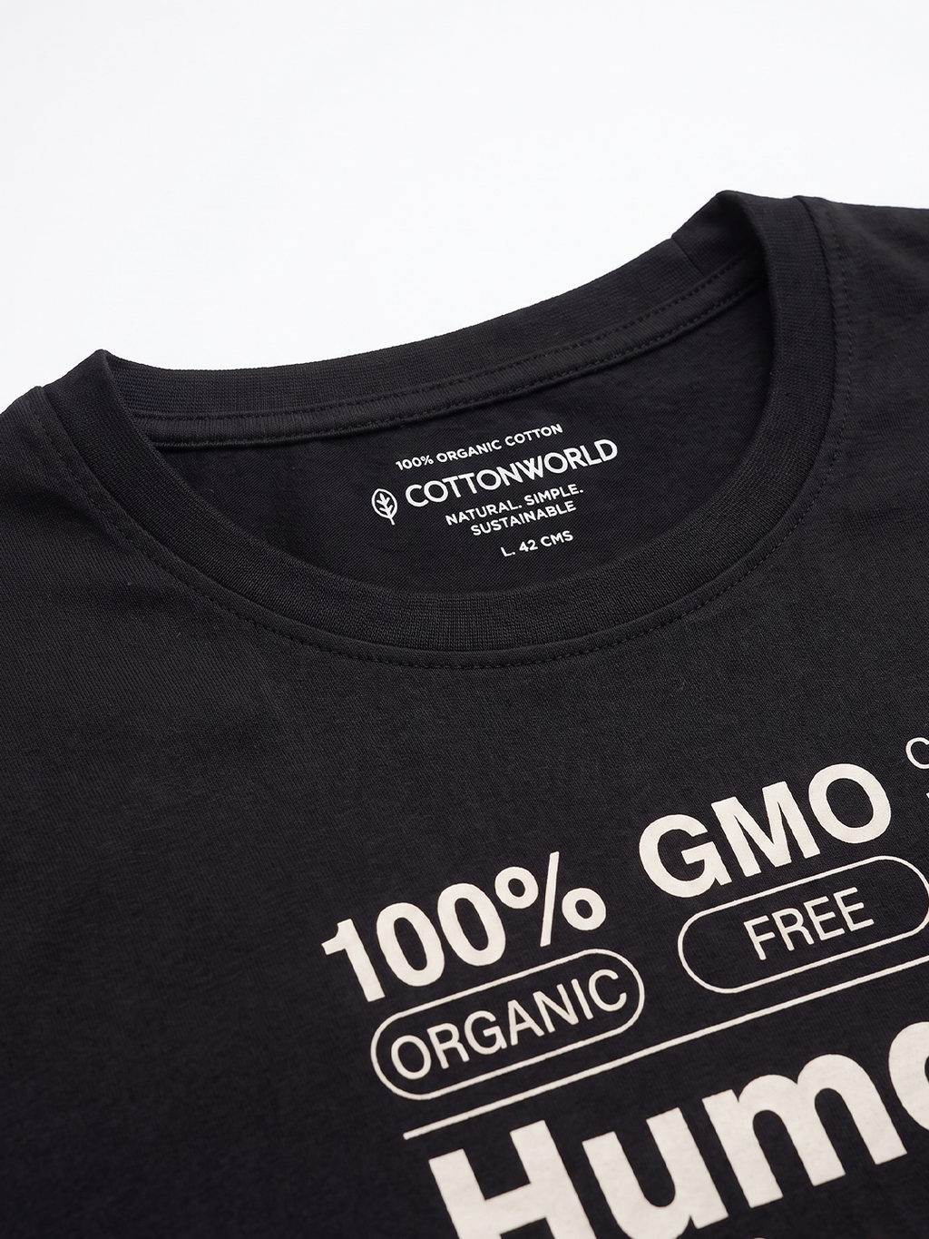 Men's 100% Organic Cotton Regular Fit Tshirt Black