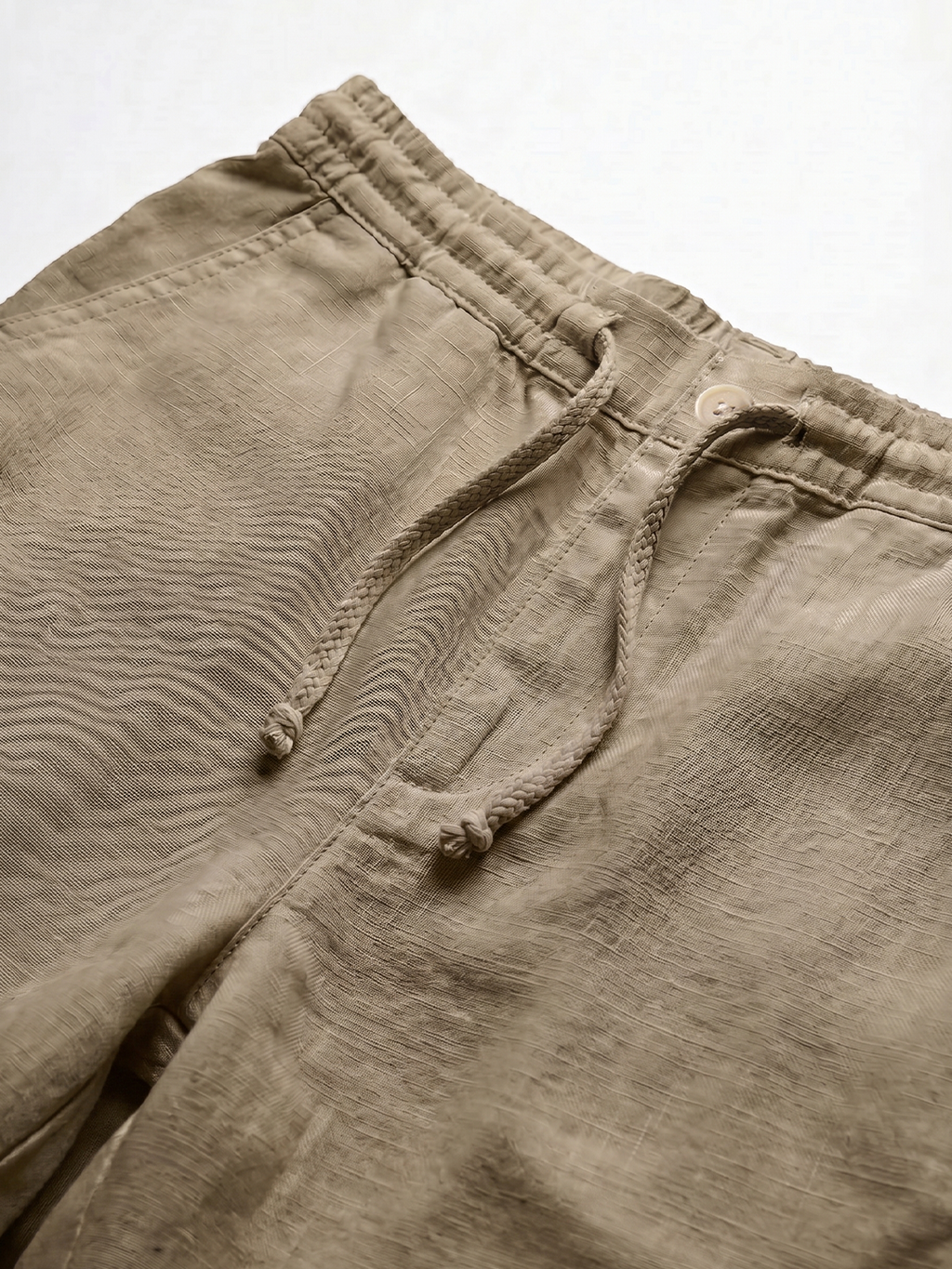 Men's Olive 100% Linen Regular Fit Pant