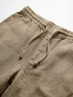 Men's Olive 100% Linen Regular Fit Pant