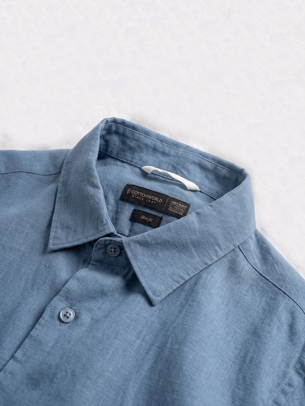 Men's Blue Tencel Linen Slim Fit Shirt