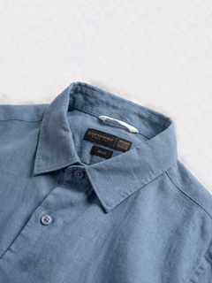 Men's Blue Tencel Linen Slim Fit Shirt