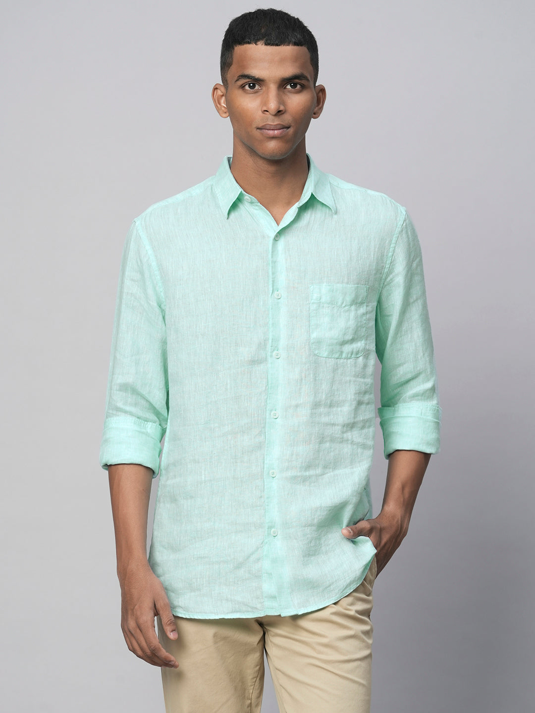 Buy Men s Linen Casual Wear Regular Fit Shirts Cottonworld