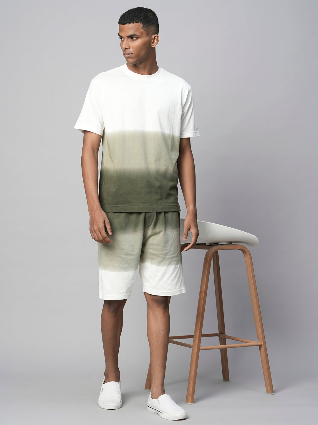Men's Olive Cotton Regular Fit Shorts