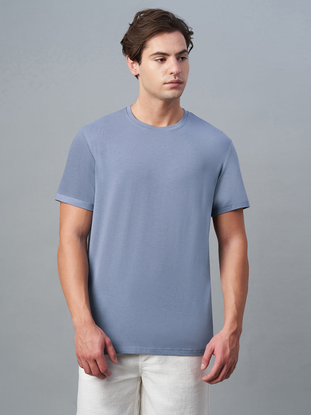 Men's Lavender Cotton Bamboo Elastane Regular Fit Tshirt