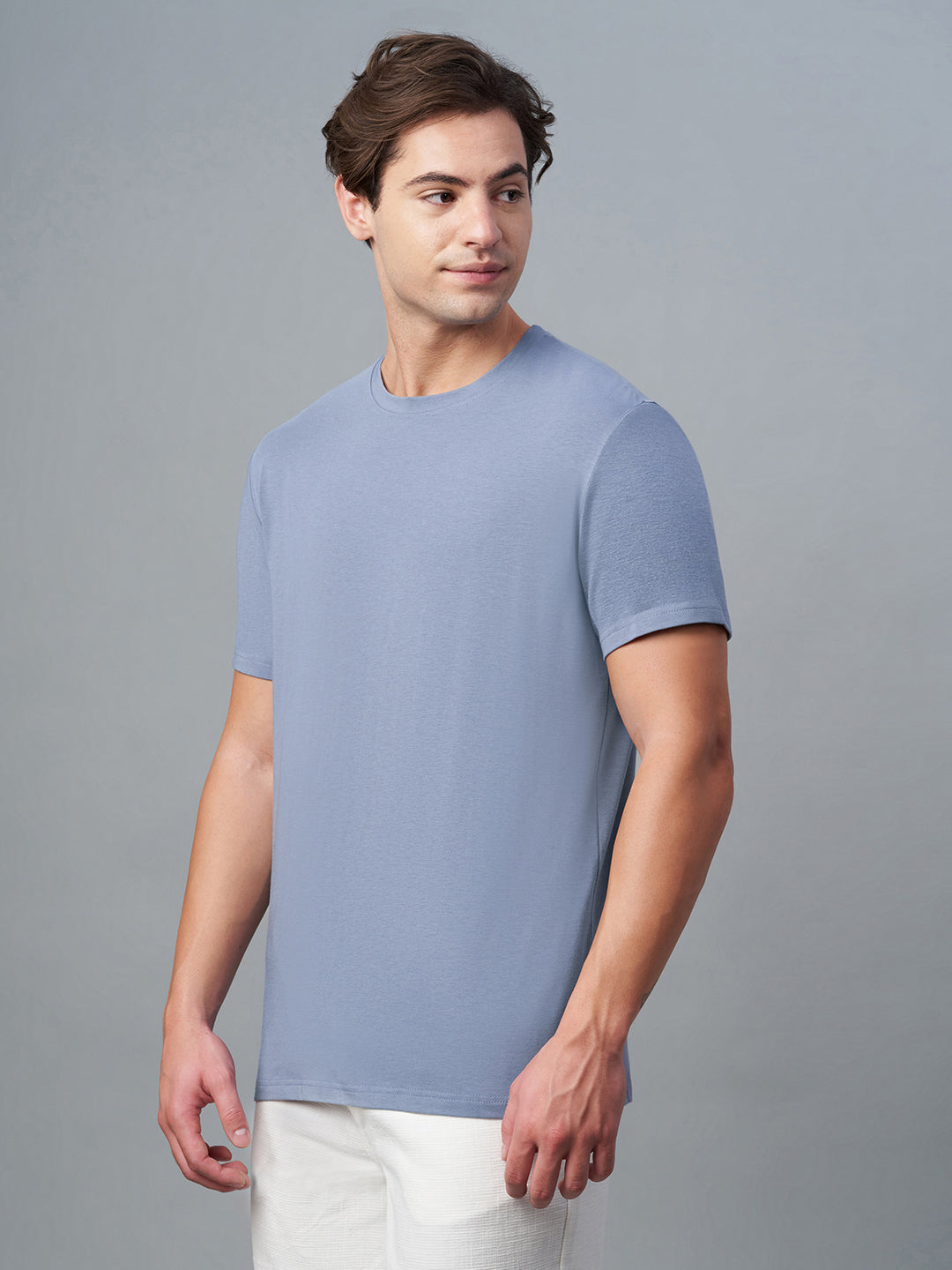 Men's Lavender Cotton Bamboo Elastane Regular Fit Tshirt
