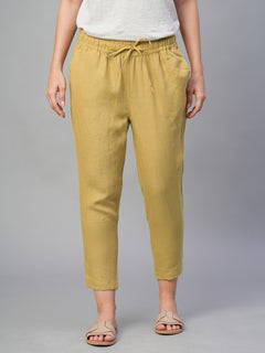Women’s Linen Slim Fit Pant Mustard