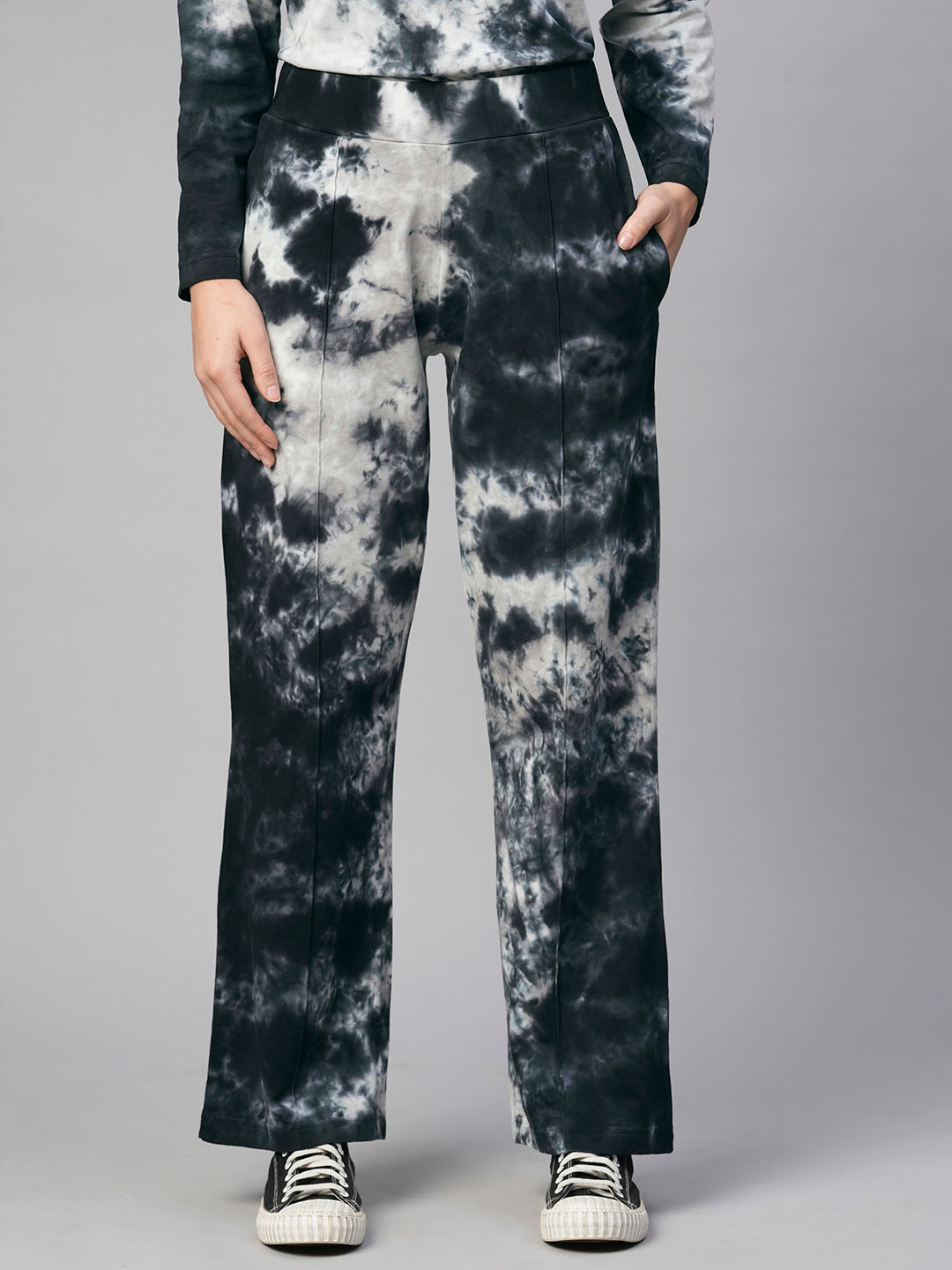 Women's Black Cotton Regular Fit Knit Pant