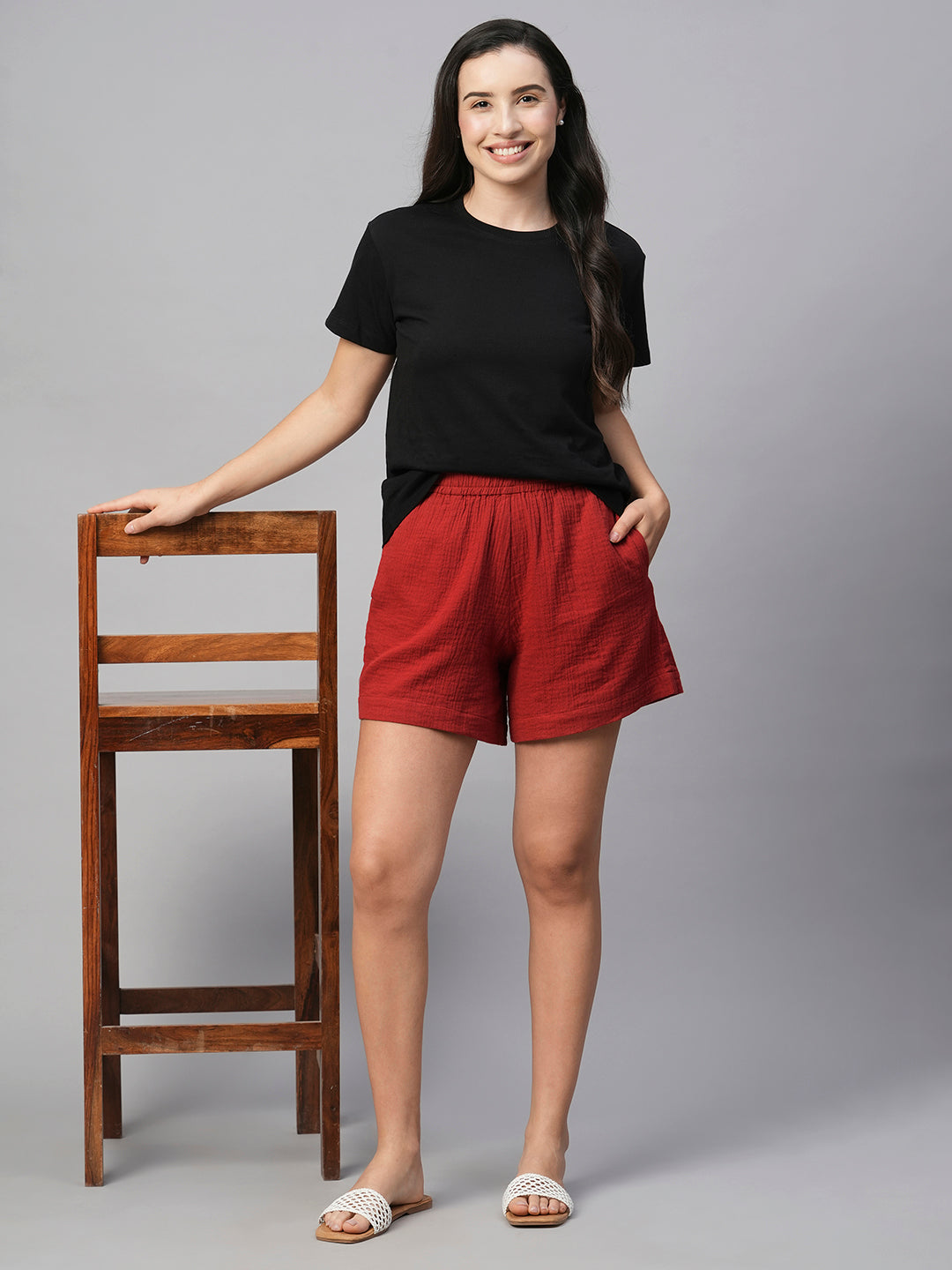 Women's Brick Cotton Regular Fit Shorts