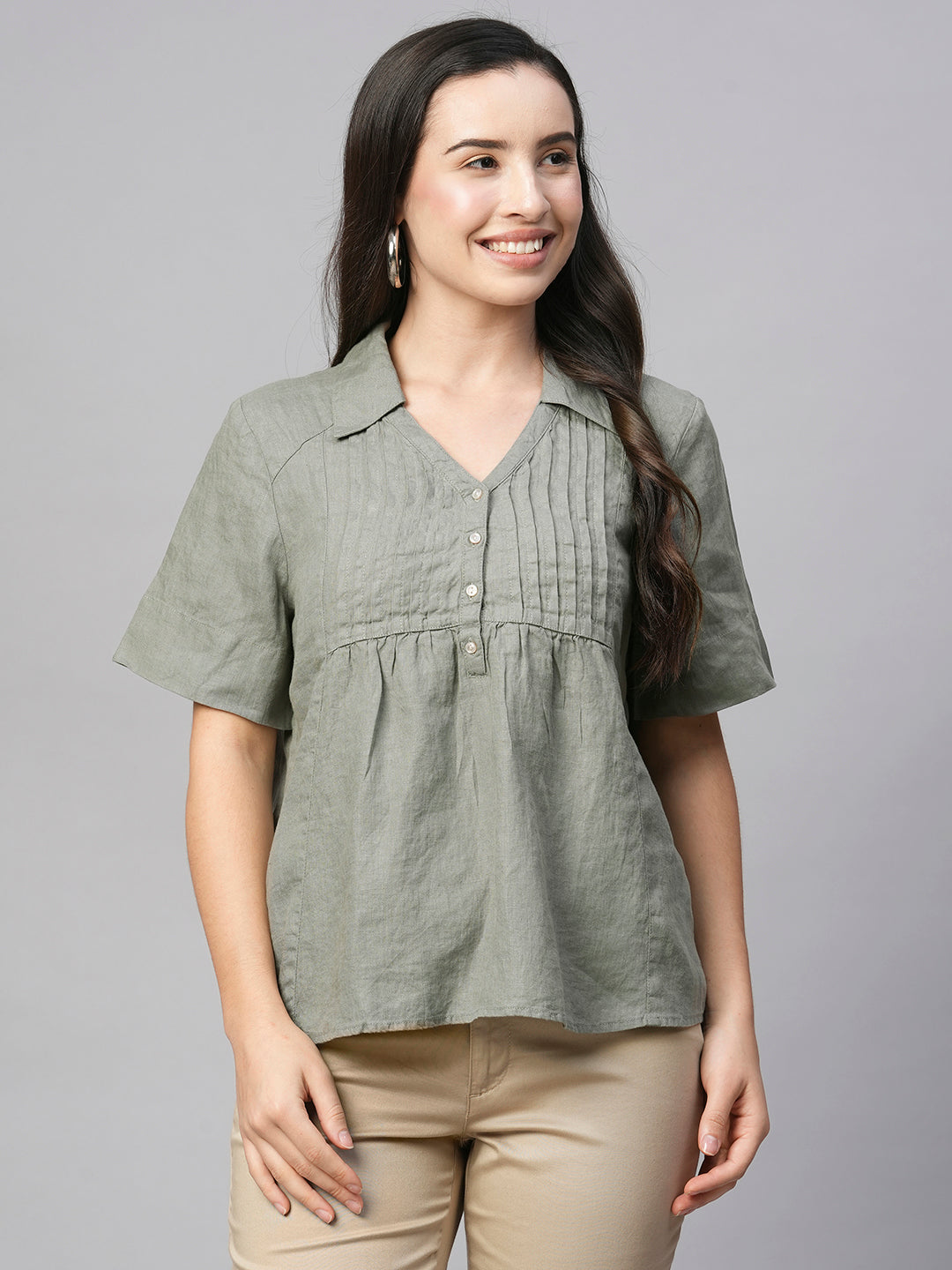 Feltree Women's Short Sleeve Cotton Linen Blouses Top T-shirt, Ladies Solid  Color Cotton and Linen Shirt Short Sleeve Lapel Button Top White XL 