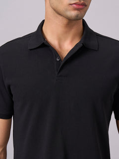 Men’s Organic Cotton Regular Fit Polo T-Shirt Black