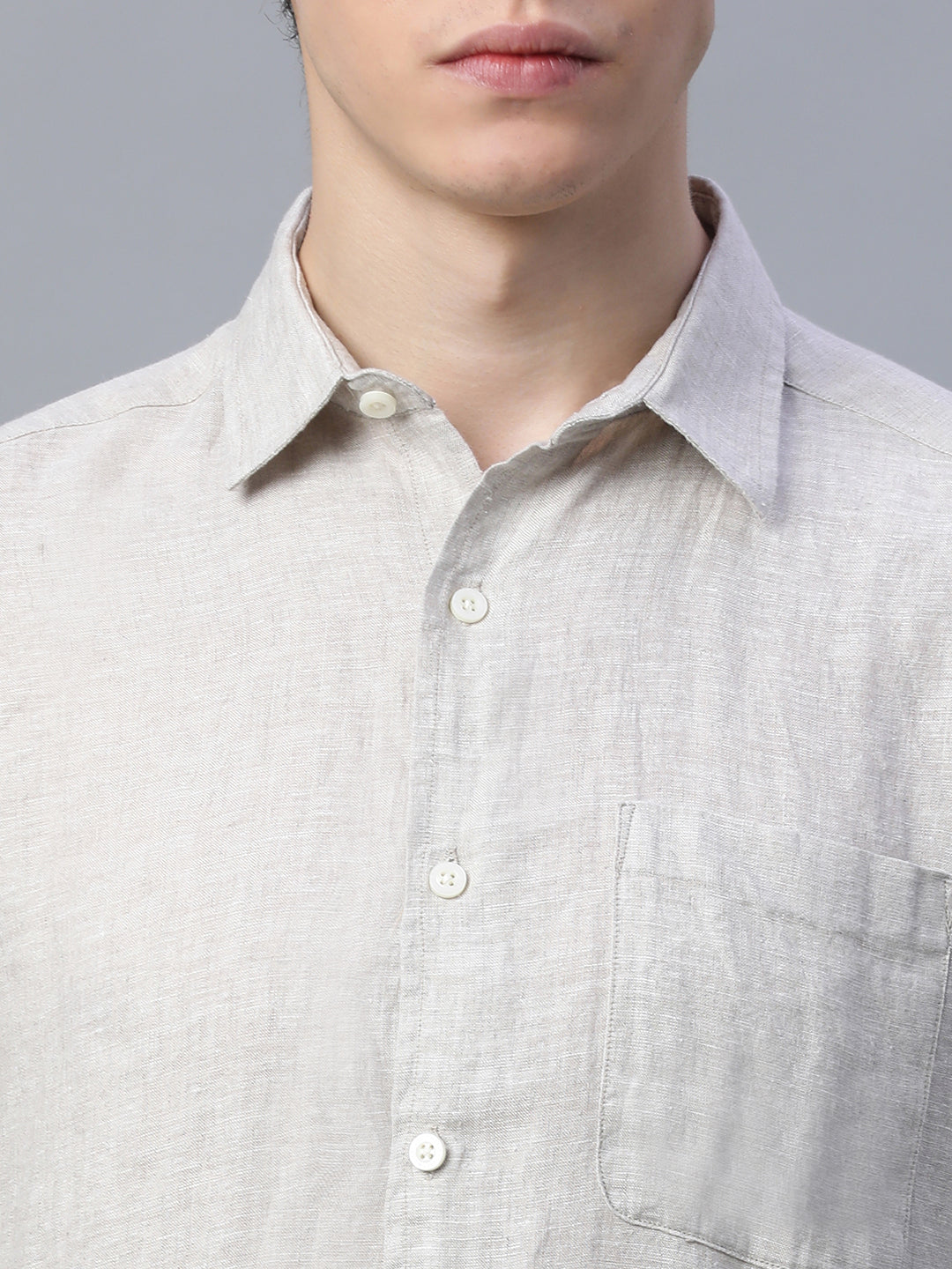 Men's Natural 100% Linen Regular Fit Shirt
