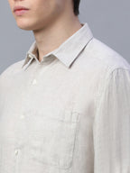 Men's Natural 100% Linen Regular Fit Shirt